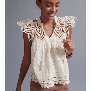⭐️ ANTHROPOLOGIE: Ivory Charlize Top